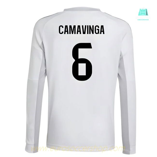 2025-2026 Real Madrid Long Sleeve Home Shirt (Kids) (Camavinga 6)