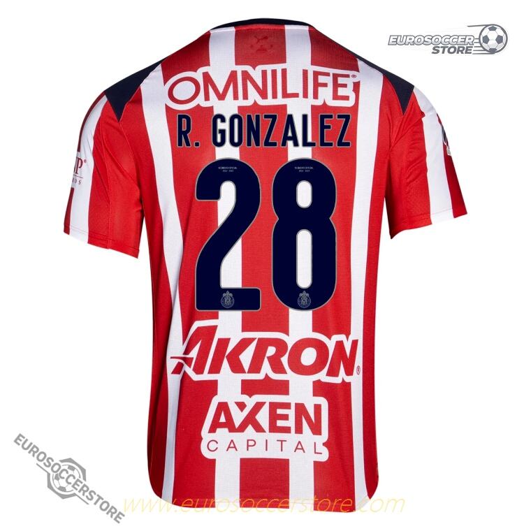 Chivas 25-26 Season Home Jersey with R. GONZALEZ #28 Printing