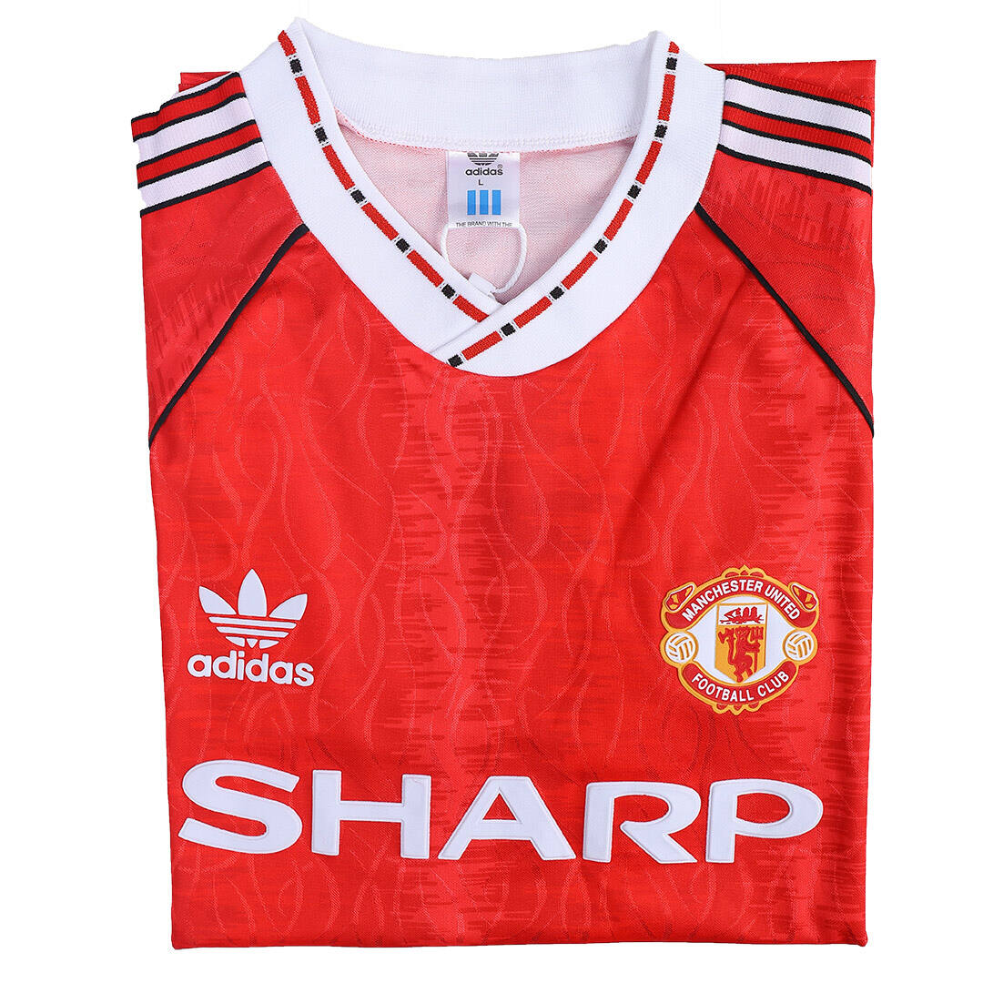 90-92 MANCHESTER UNITED HOME RED RETRO SOCCER JERSEY SHIRT - Official