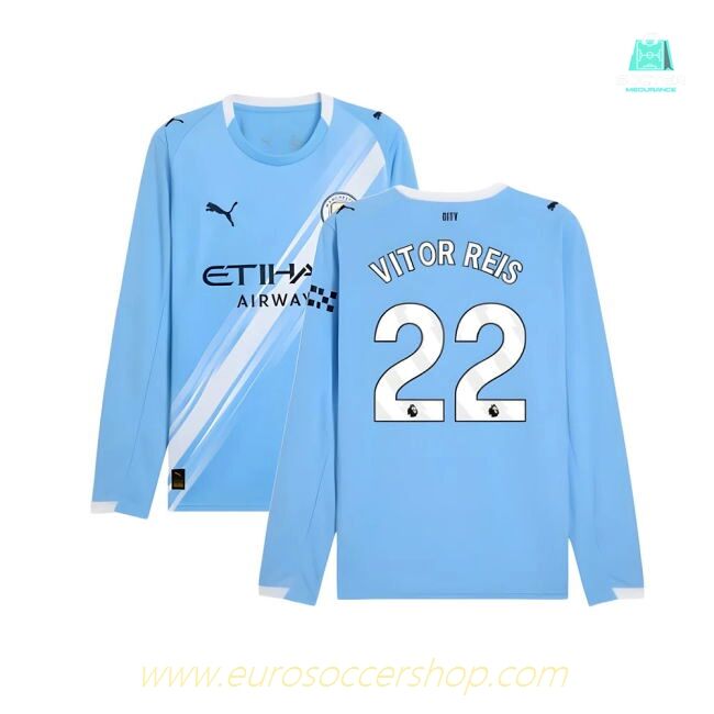 2025-2026 Man City Long Sleeve Home Shirt (Vitor Reis 22)