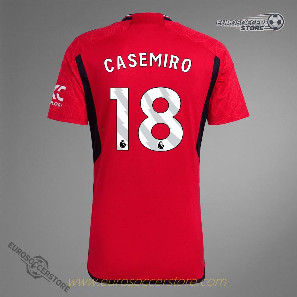 Manchester United's CASEMIRO 18 Home Jersey for the 23-24 season.