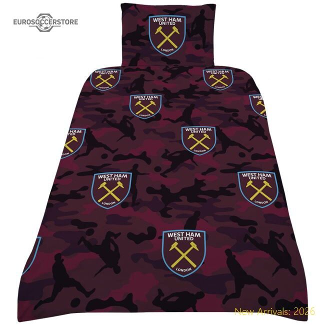 Authentic West Ham United Fc Player Camo Single Duvet Set - Premium