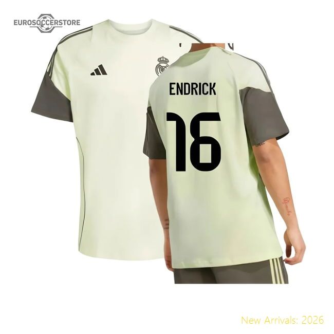 2025-2026 Real Madrid Training Tee (almost Lime) (endrick 16)