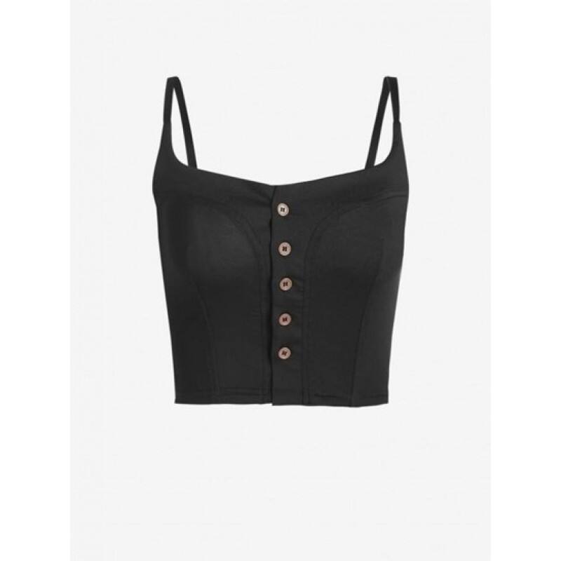 Solid Cropped Button Front Cami Top ZS8004