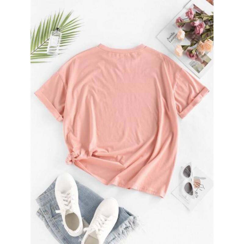 Moon Butterfly Print Drop Shoulder Oversized T Shirt GA5895