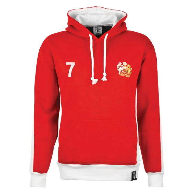 classic Manchester Reds Number 7 Retro Hoodie (Red)