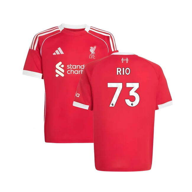 Liverpool Official Home Football Shirt 2025-20 Rio 73 L M S Kids