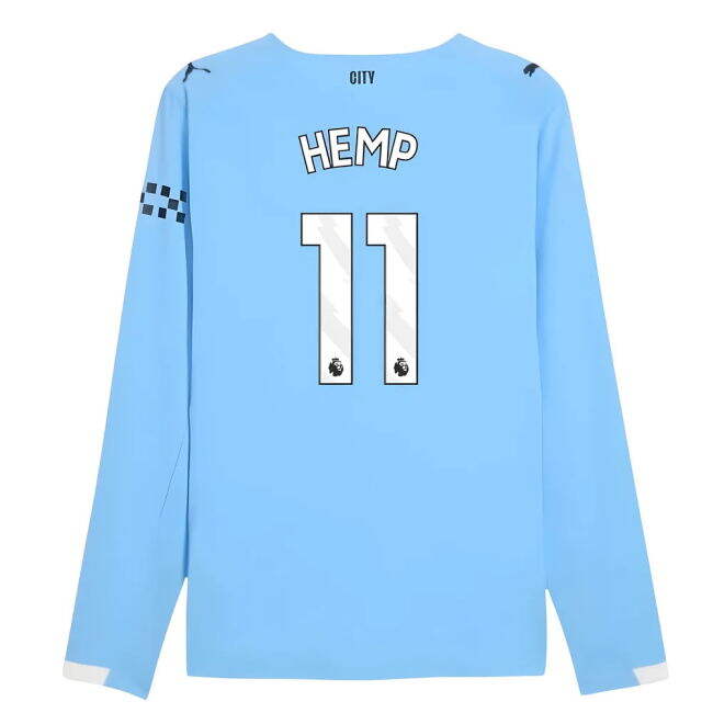 2025-2026 Man City Authentic Long Sleeve Home Shirt (Hemp 11) - aut...