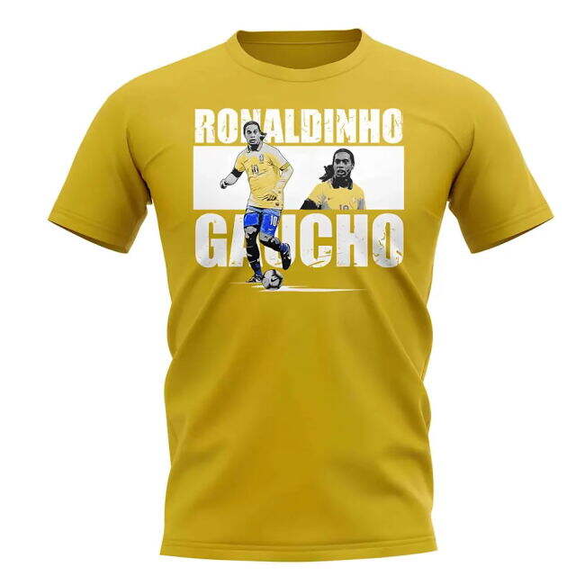 Football Ronaldinho Player Collage T-Shirt (Yellow) Player