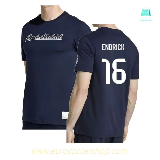 2025-2026 Real Madrid US Tee (Navy) (Endrick 16)