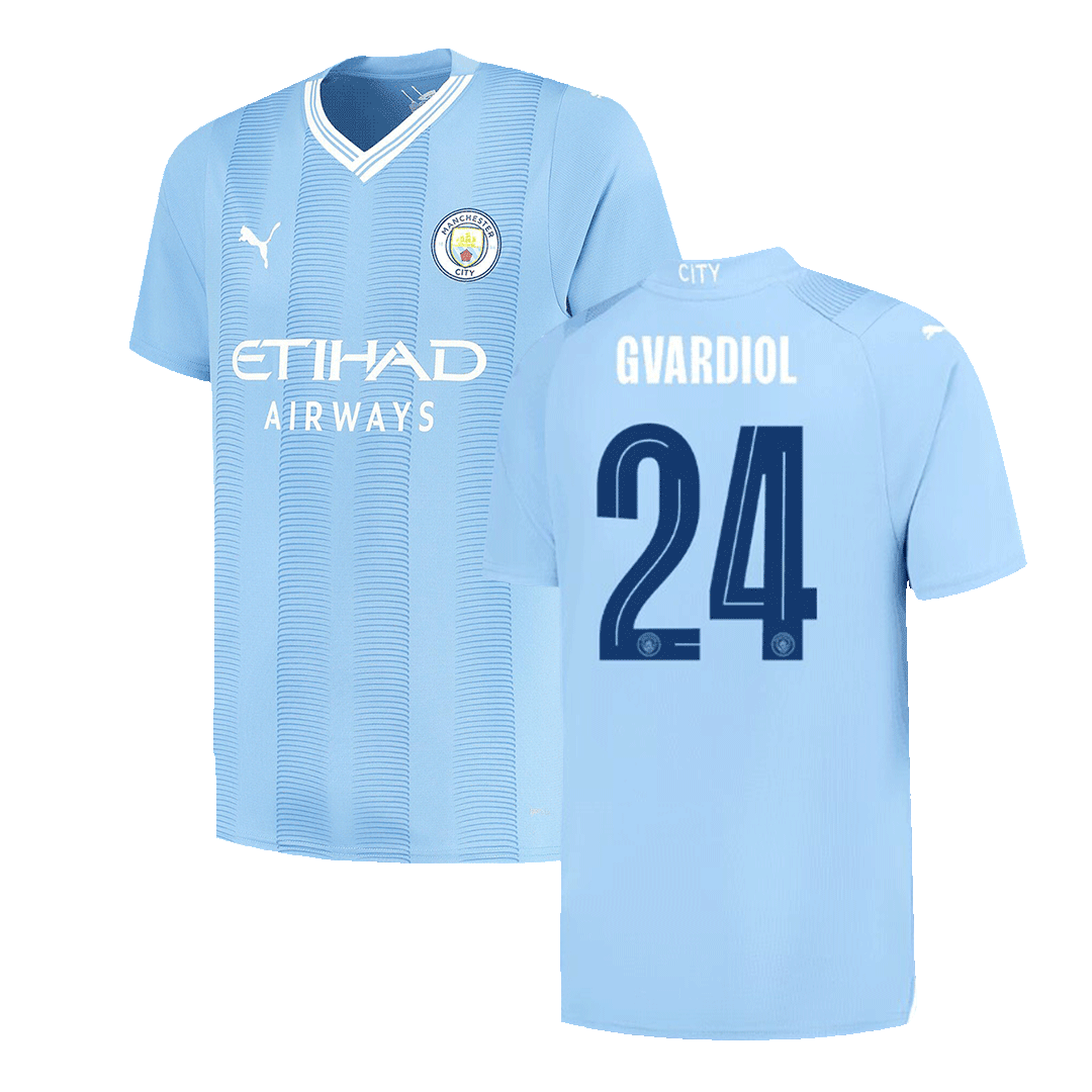 GVARDIOL #24 Manchester City Home Soccer Jersey 2023/24 - UCLAuthentic