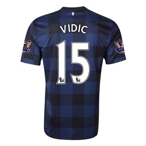 13-14 Manchester United 15 VIDIC Away Black Jersey Shirt - Official