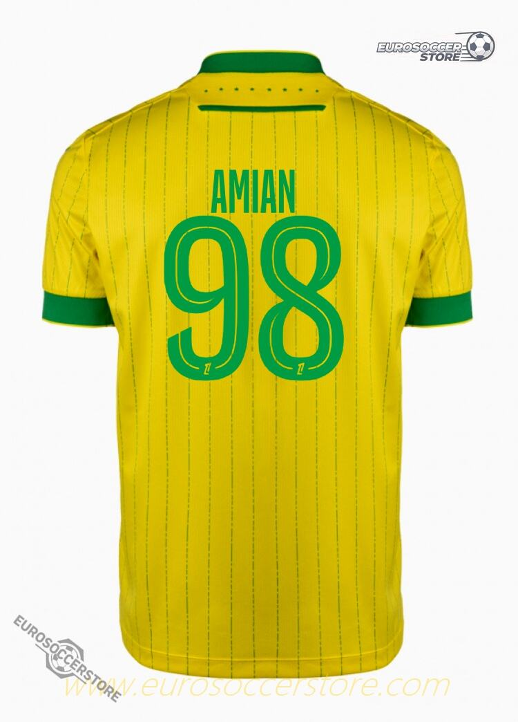 The 25-26 Home Jersey of FC Nantes featuring AMIAN 98