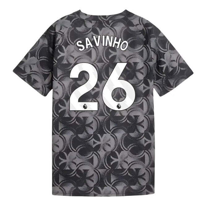2025-2026 Man City Warm Up Jersey (Black) - Kids (Savinho 26)