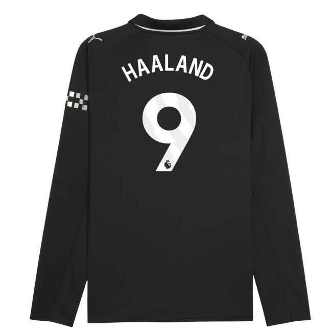 2025-2026 Man City Long Sleeve Away Top (Haaland 9)