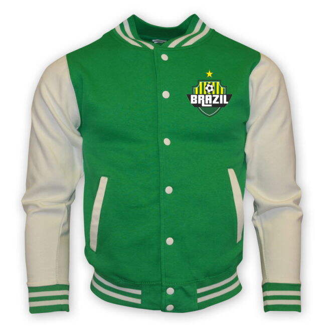 Premium Brazil College Baseball Jacket (Green) Cup National