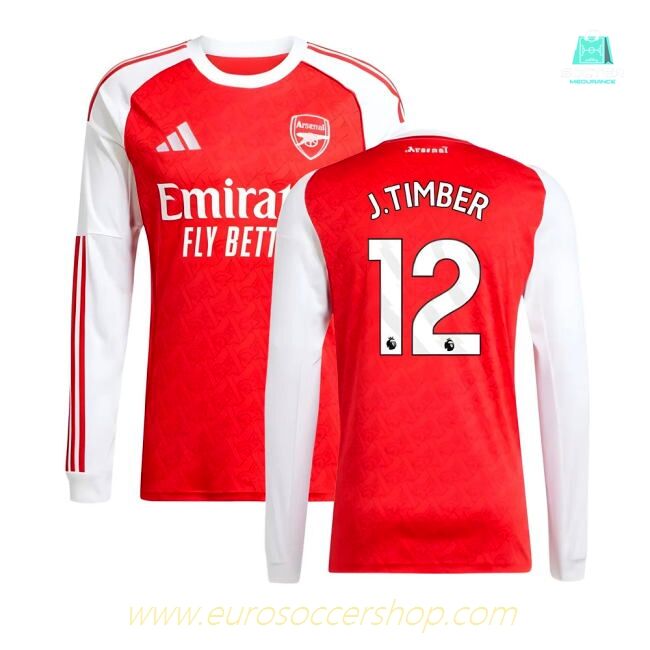 2025-2026 Arsenal Long Sleeve Home Shirt (J.Timber 12)
