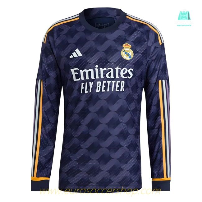 2023-2024 Real Madrid Authentic Long Sleeve Away Shirt (Bellingham 5)