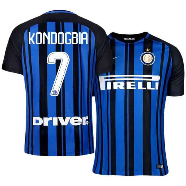 Inter Milan Home 201718 7 Geoffrey Kondogbia Soccer Jersey Shirt -