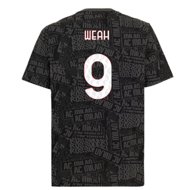 Genuine 2025-2026 Ac Milan Ftblculture Tee Aop (Black) (Weah 9)
