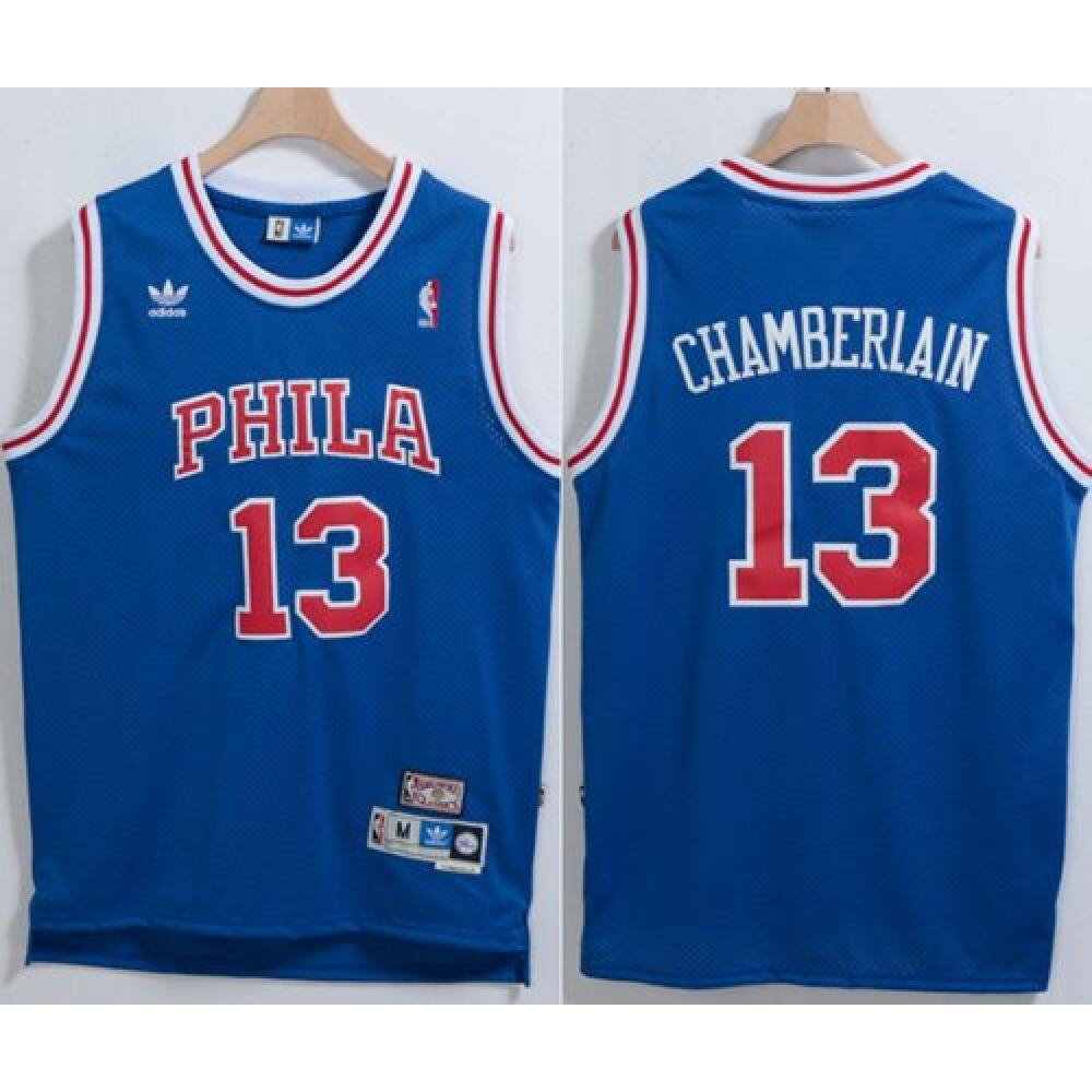 Fan Favorite Rare Men's 76ers #13 Wilt Blue Basketball Jersey