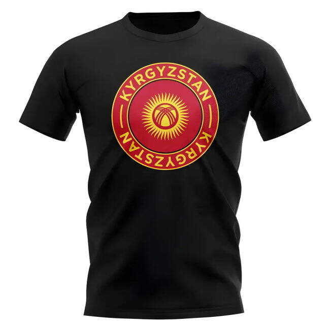 Kyrgyzstan Football Badge T-Shirt (Black)