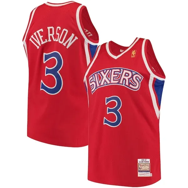 Allen Iverson PHI Authentic Jersey - top-tier NBA - Red training
