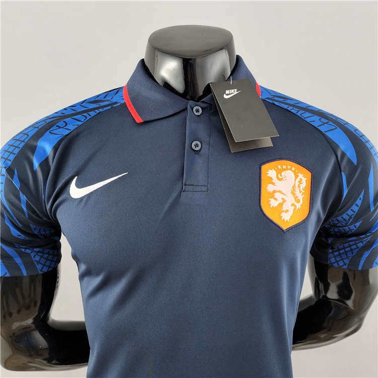 2022 Netherlands Royal Blue Soccer Polo Shirt - Official Replica 6175