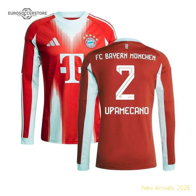 Top-grade 2025-2026 Bayern Munich Long Sleeve Home Jersey (upamecan