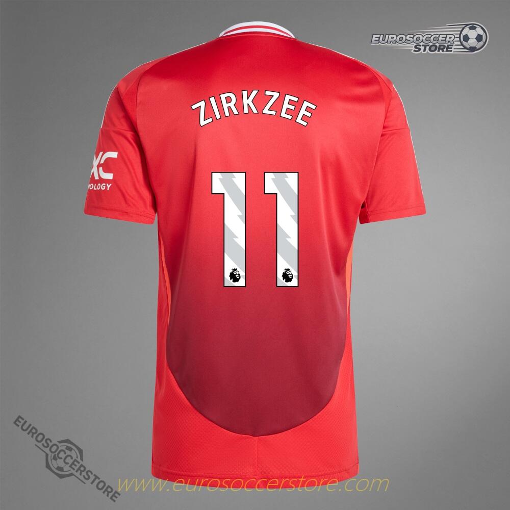 Manchester United's 24-25 Home Jersey, featuring ZIRKZEE with the number 11