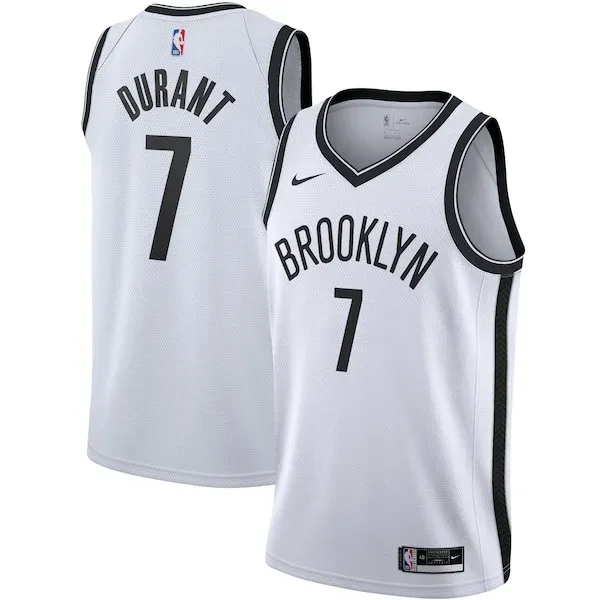 Kevin Durant BKN Durable Basketball Jersey - White - Licensed Product