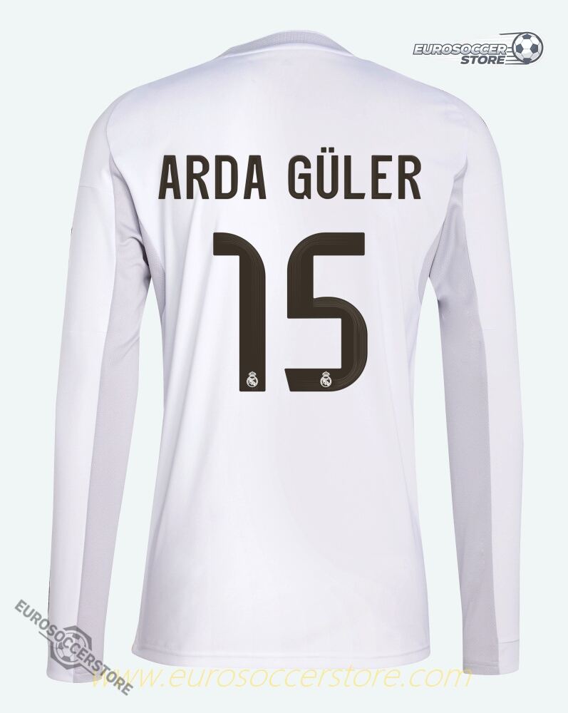 Arda Güler's 15号 Long Sleeve Home Jersey for Real Madrid during the 25-26 season
