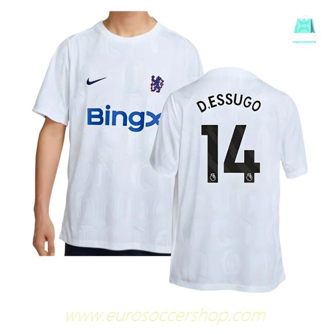 2025-2026 Chelsea Academy Pro Pre-Match Football Top (White) (D.Essugo 14)