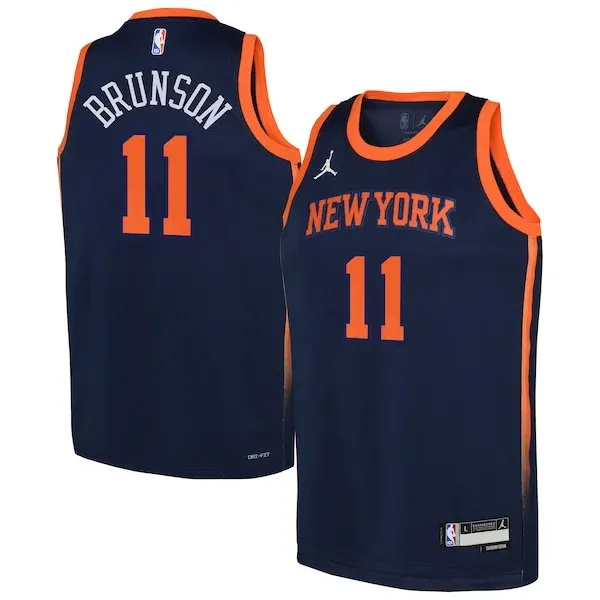 Jalen Brunson NYK Swingman Jersey - premium NBA - Navy training