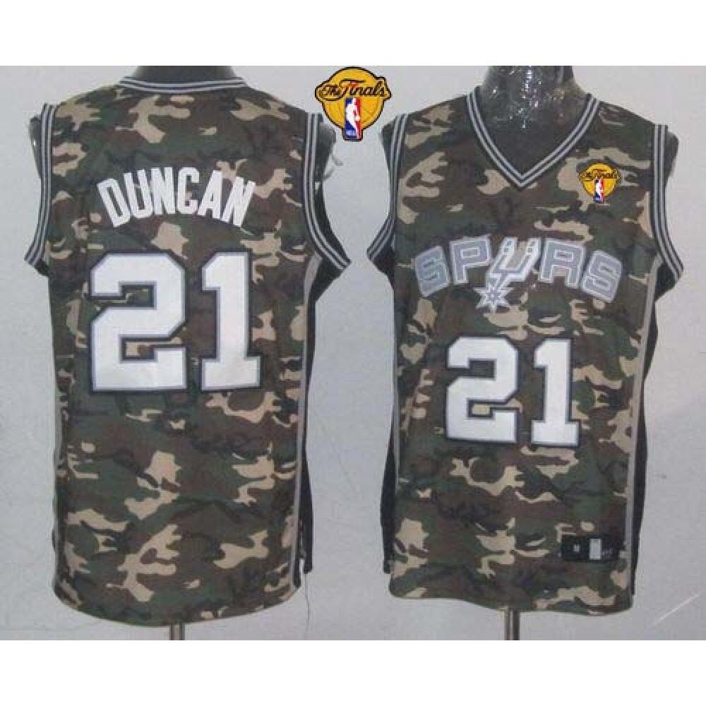 Spurs #21 Tim Duncan Camo Stealth Collection Finals Patch Stitched NBA Jersey