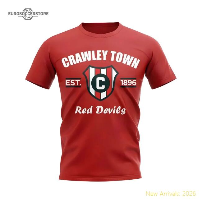 Crawley Town Established Football T-shirt (red) - Premium Quality