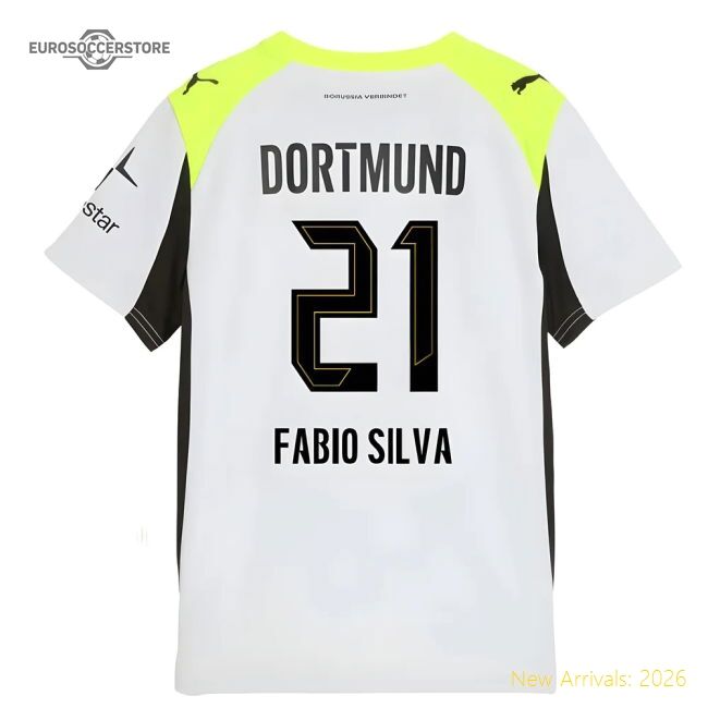 Professional-Grade 2025-2026 Borussia Dortmund Away Shirt (Kids) (Fabio Silva