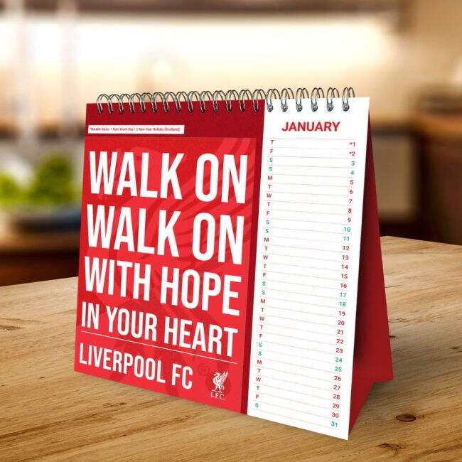 Men's Liverpool FC Desktop Calendar 2026