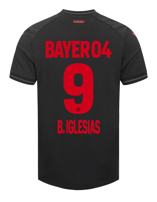 Bayer 04 Leverkusen B.IGLESIAS 9 Home Jersey for the 23-24 Season