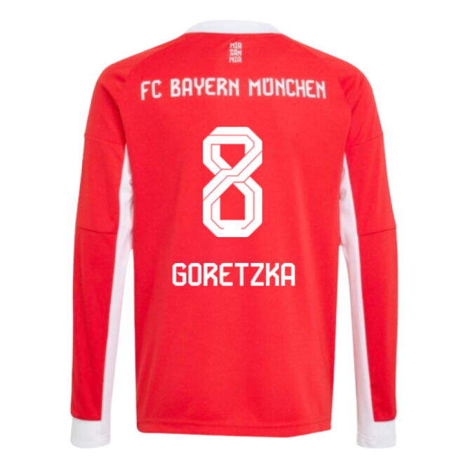 2025-2026 Bayern Munich Long Sleeve Home Shirt (Kids) (Goretzka 8)