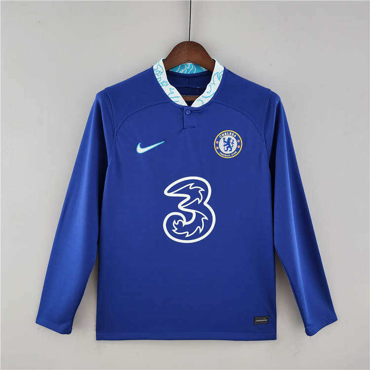 Chelsea 2223 Home Blue Soccer Jersey Long Sleeve Football Shirt -