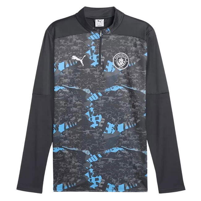 Stylish Man City 2024-2025 Man City Prematch 1/4 Zip Top (Strong Gr...