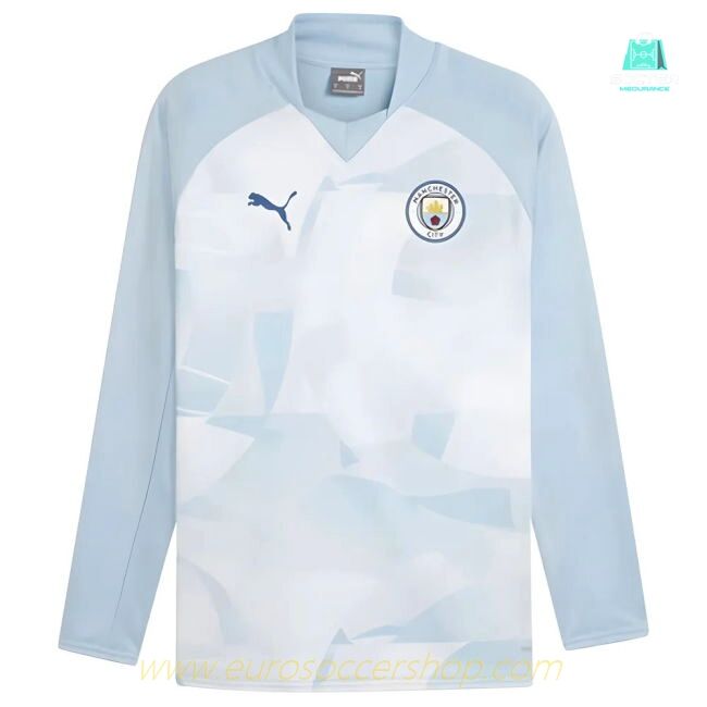 2023-2024 Man City Prematch LS Sweat Top (Silver Sky)
