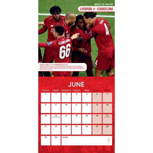 football shirt Liverpool FC Legends Square Calendar 2026