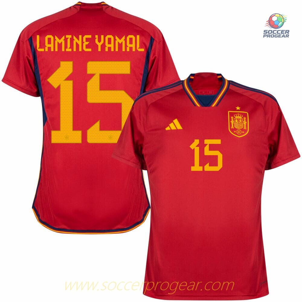Spain Home Football Jersey 2022 2023 Lamine Yamal