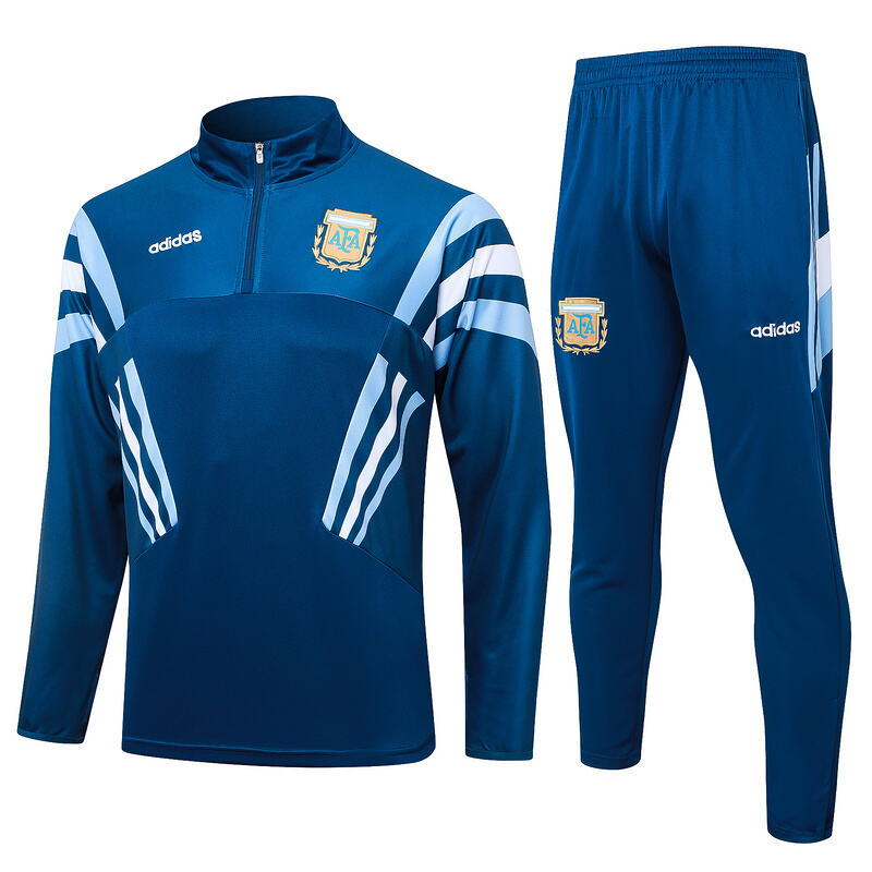 High Quality Breathable Argentina 2024 Blue Half Zipper Tracksuit