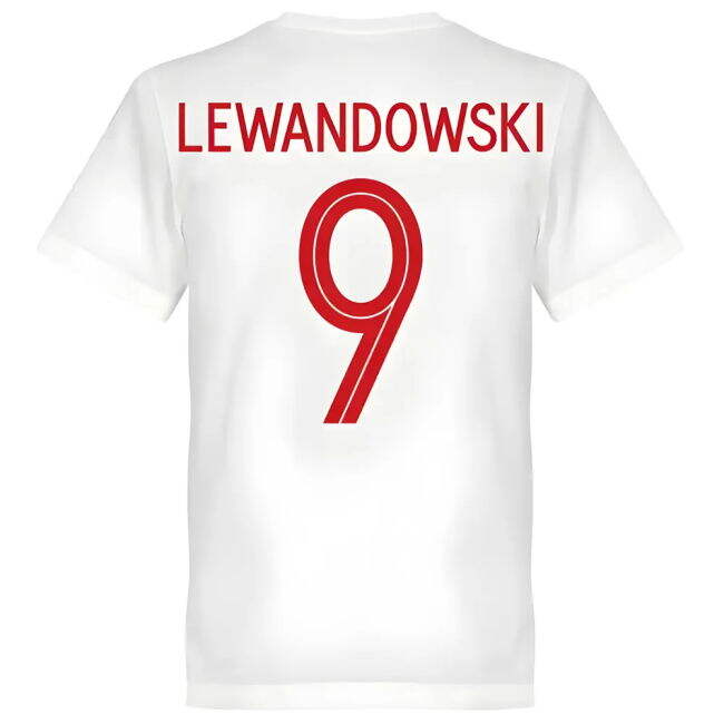Poland Lewandowski 9 Team T-Shirt - White Quality Official