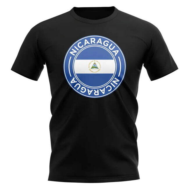 Nicaragua Football Badge T-Shirt (Black)