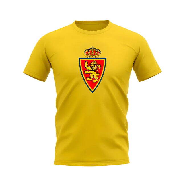 Real Zaragoza Badge T-Shirt (Yellow) | Discounted | Breathable