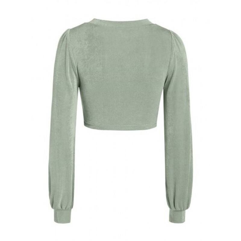 Knitted Button Up Cropped Blouse VM2786